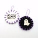 Beaded Halloween Penny Ornaments with Porcelain Buttons - Set of 2