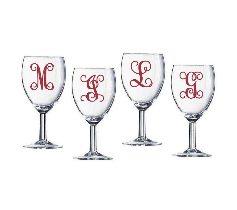 Personalized Monogram Initial Decals for wine glasses and