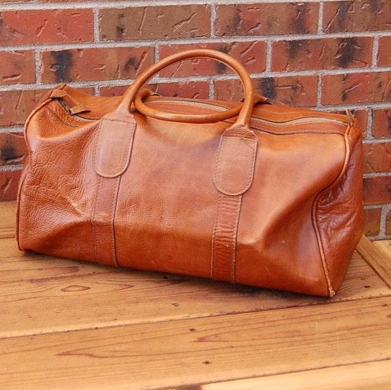 Vintage leather duffle bag made in Argentina
