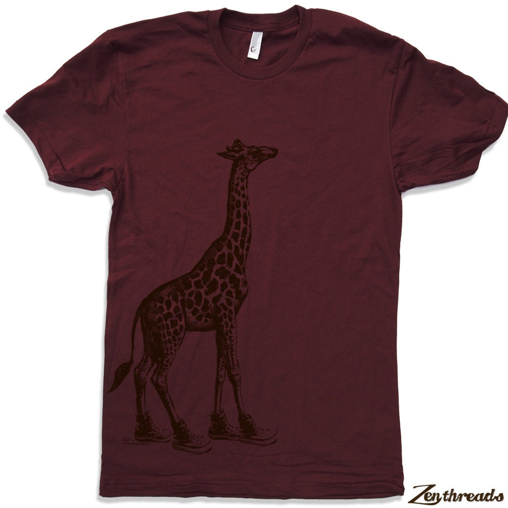 Mens GIRAFFE in High Tops t shirt s m l xl xxl by ZenThreads