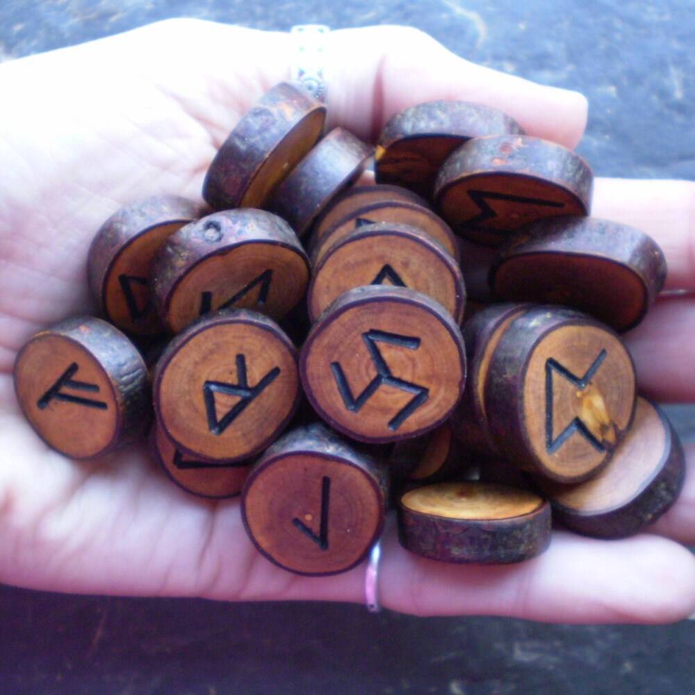 Small Sized Traditional Natural Blackthorn Wood Rune Set