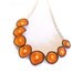 Pod leather necklace in bright orange color Statement jewelry