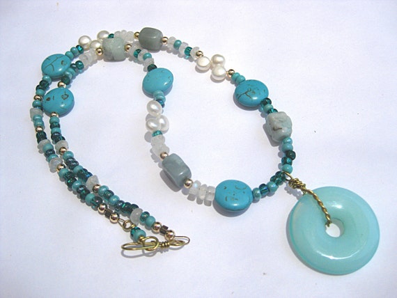 Aquamarine necklace gemstone jewelry turquoise necklace