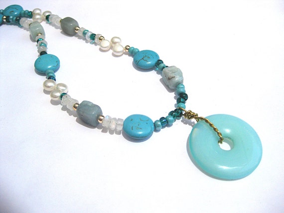 Aquamarine necklace gemstone jewelry turquoise necklace