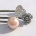 Blush pink and gray, hair pins, heart and resin rose hair pins, wedding
