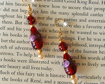 Red Lampwork Glass Bead Earrings