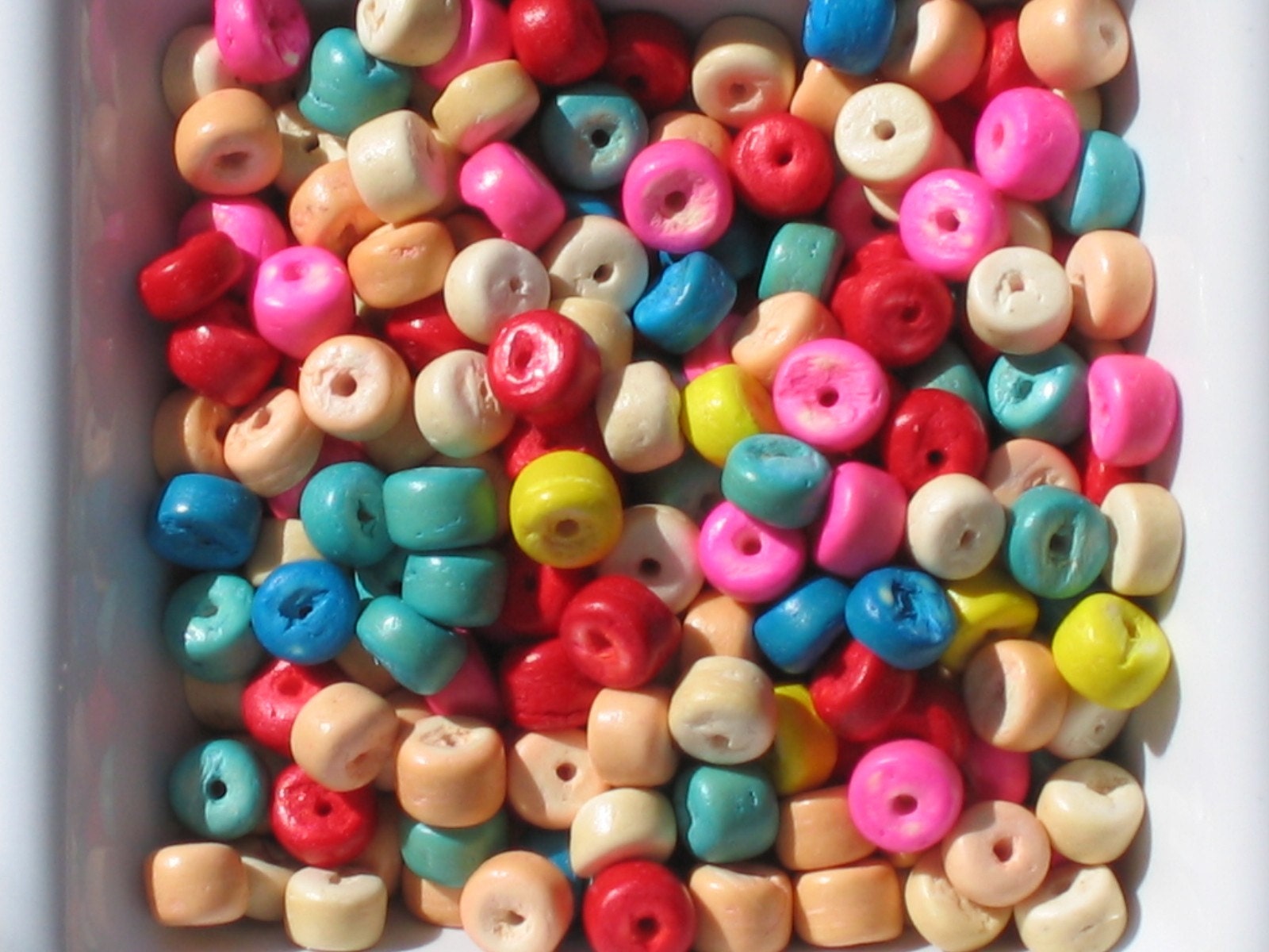 Colored Wooden Beads lot of approximately 225