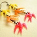 Yellow Red Bird Dangle Earrings Retro Vintage Plastic Charms Colorful Ombre