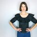 Beautiful Black Ruffle 70's Blouse