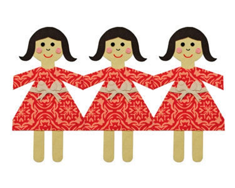 Paper Chain Doll Applique Template DIY Children by AngelLeaDesigns