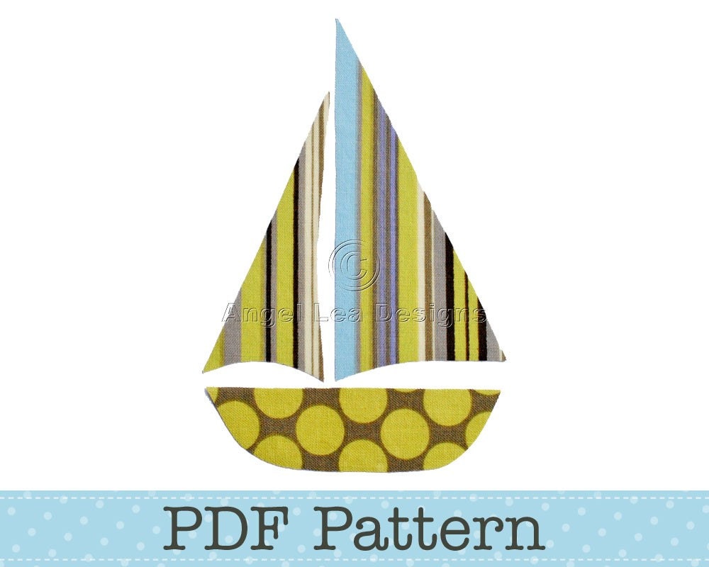 Sail Boat Applique Template Yacht DIY Children PDF Pattern