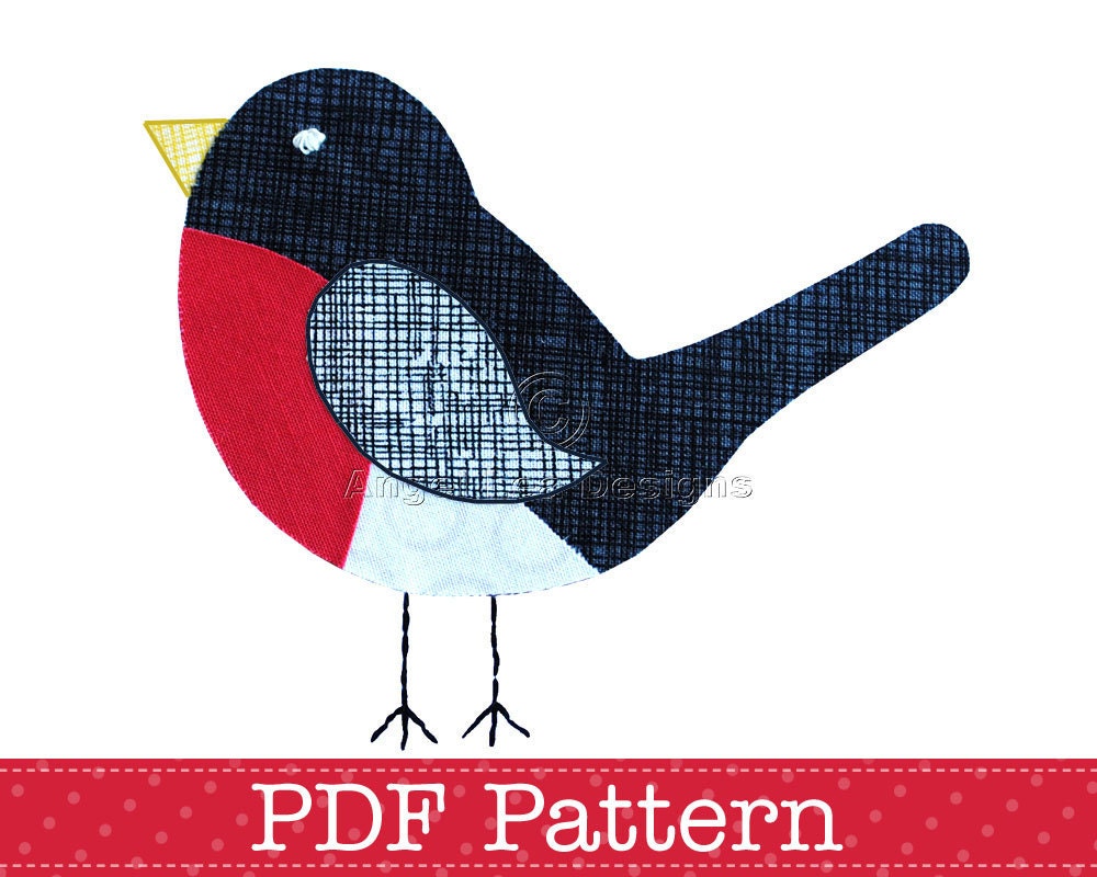 Robin Applique Template PDF Pattern Christmas by AngelLeaDesigns