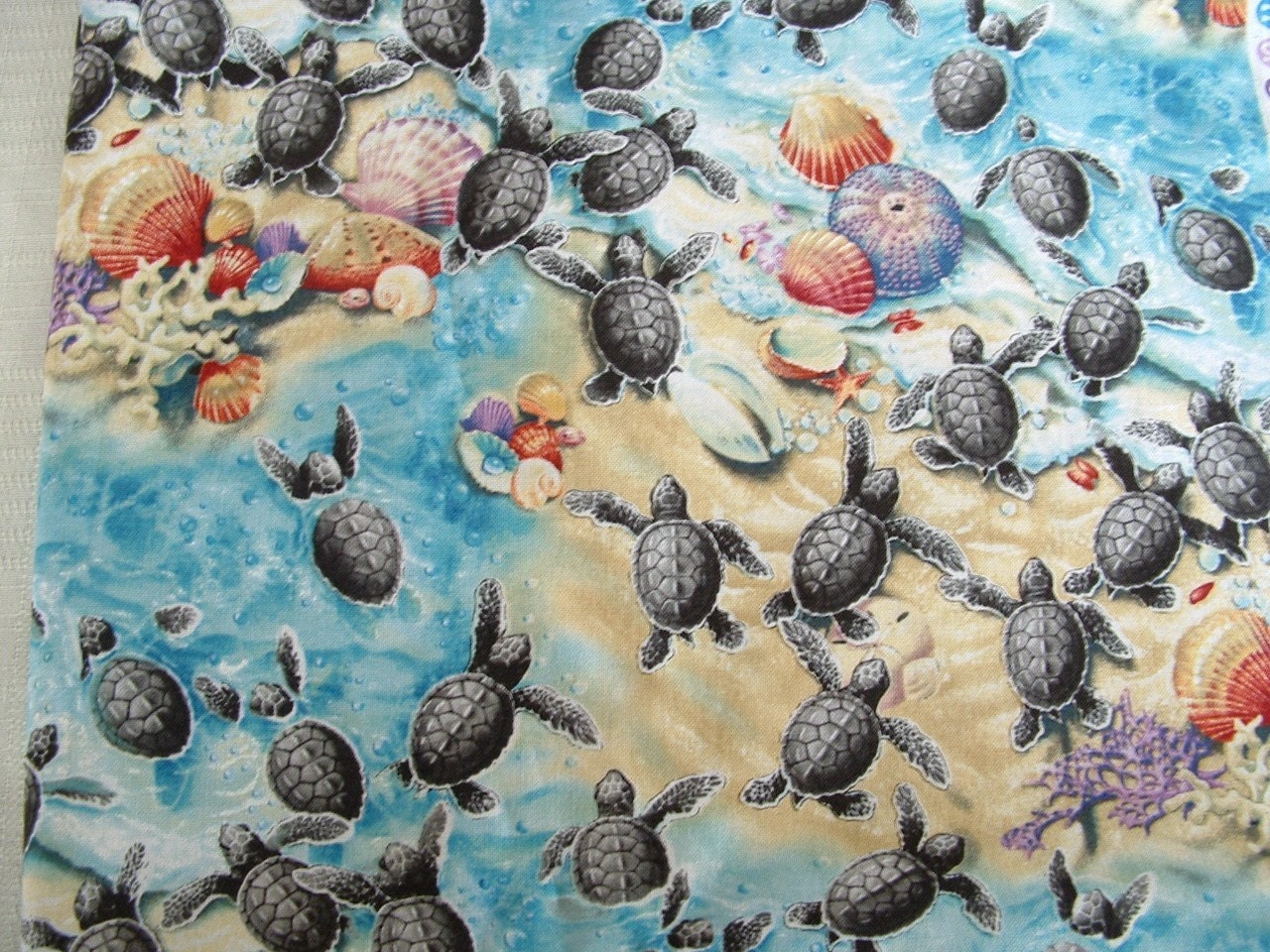 Fat Quarter Fabric Baby Sea Turtles Beach