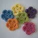 Rainbow of Crocheted Flowers - Blue, Yellow, Purple, Orange, Green and Pink