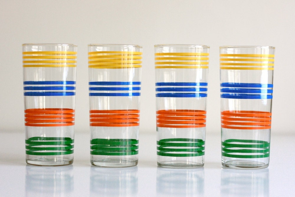Vintage Striped Drinking Glasses