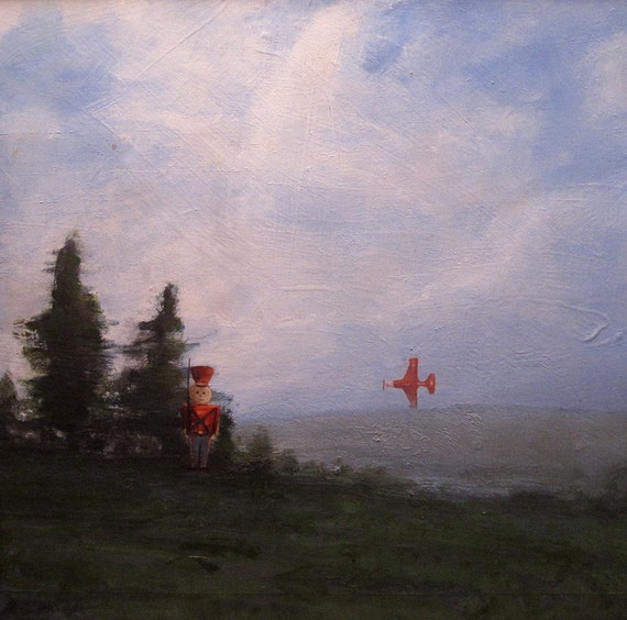 Landscape oil painting original Plane