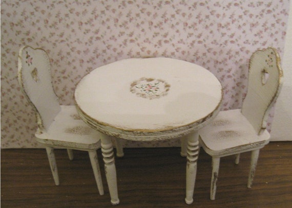 shabby chic white table and two chairs by insomesmallwayminis shabby chic white table and two chairs by insomesmallwayminis