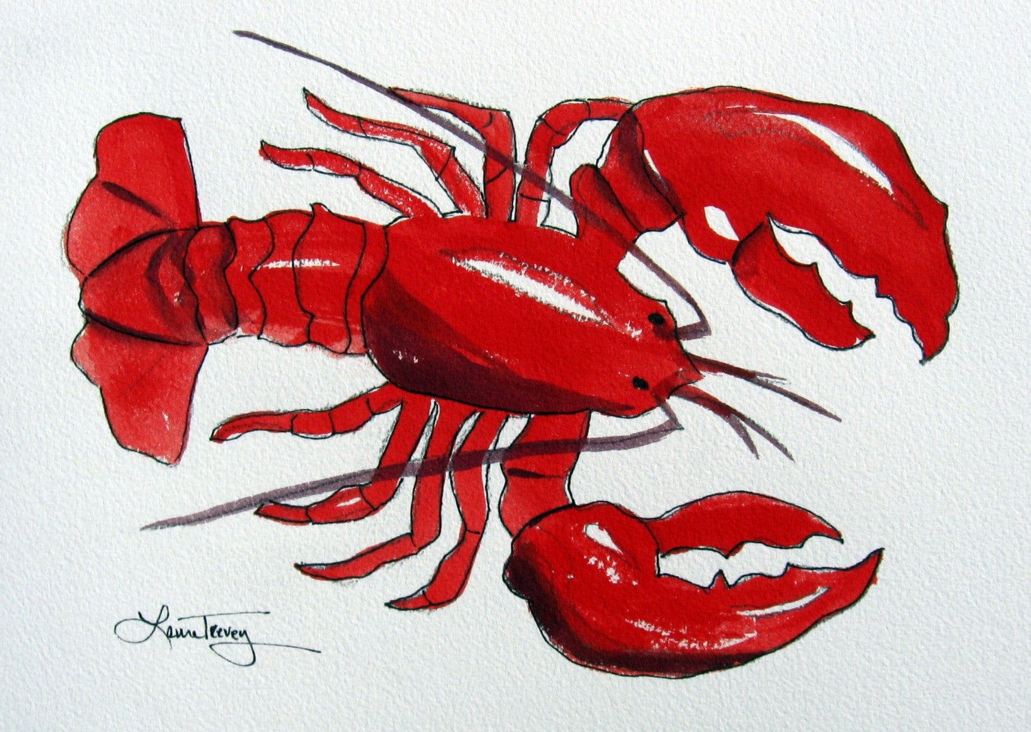 Red Lobster Original Watercolor 7.5 by 11