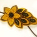 Headband, brown and yellow mustard beaded felt flower women's elastic hairband