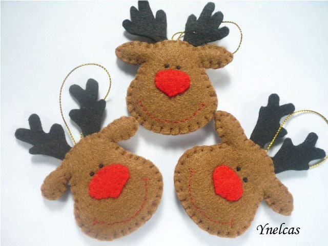 Personalized Reindeer Felt Christmas ornament handmade