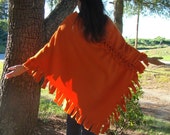 Flaming Orange Mink Fleece Poncho