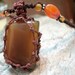 organic Orange CALCITE macrame Necklace - Stone for Cleansing - healing crystal pendant hippie om fairy pixie