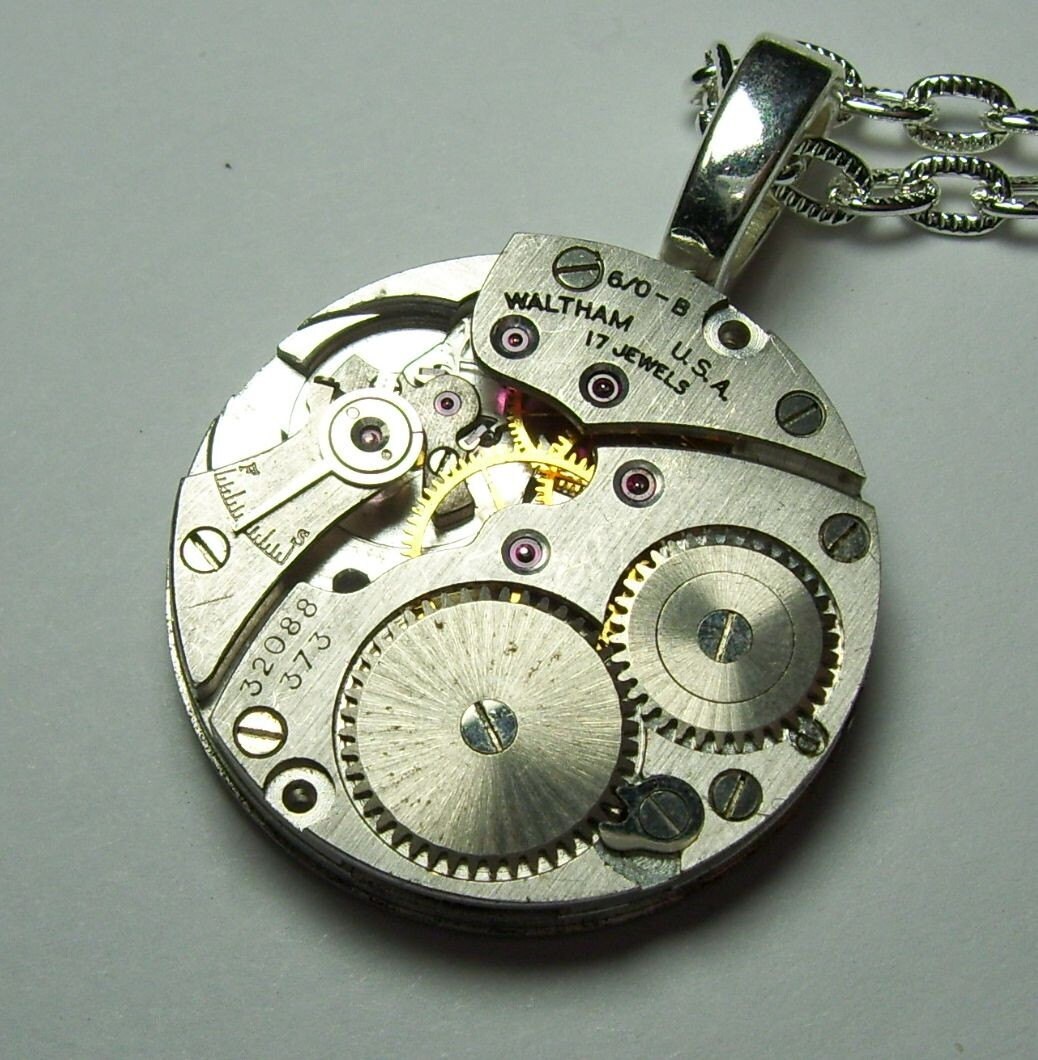 Antique Silver Vintage 17 Jewel Waltham Watch Movement UNISEX