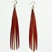 Rich Mahogany Leather Fringe Earrings w/ Gold Chain Accents and Gold Plated Ear Wires