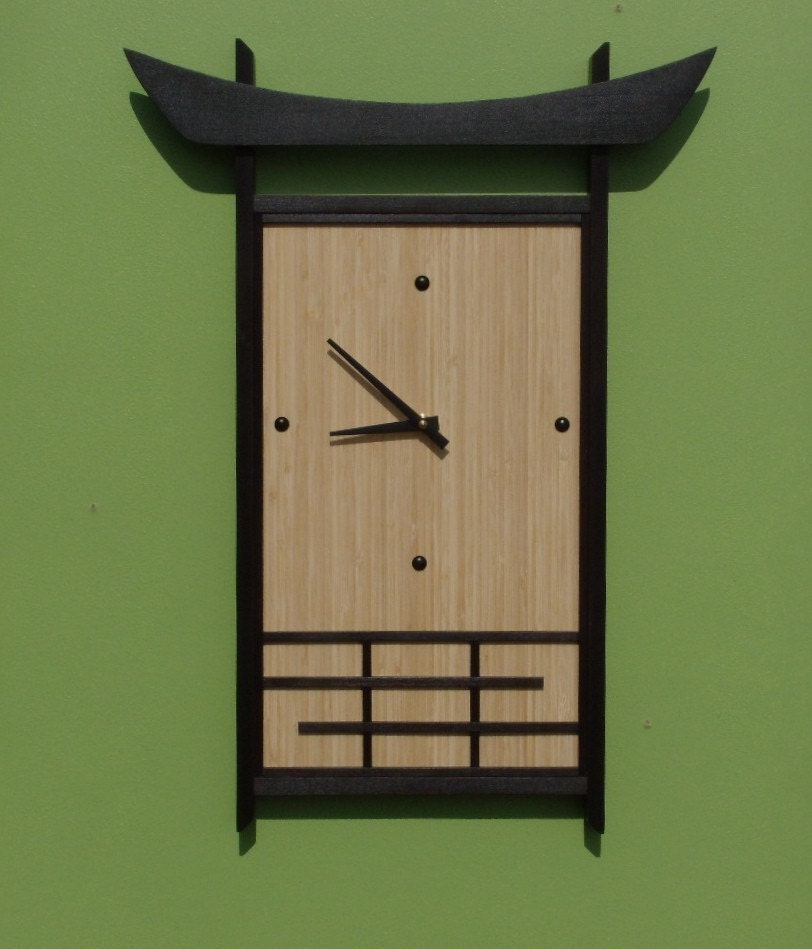 Japanesestyle Bamboo Wall Clock Large Unique Clock
