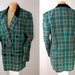 Vintage Women's Pendleton 80s Green Plaid Peacoat Style Blazer Jacket