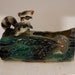 Vintage RACCOON ON LOG ceramic planter