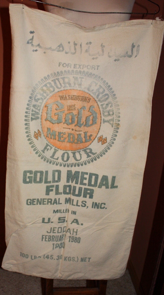 Vintage Flour Sack Gold Medal Flour 100 Lbs Size   Il Fullxfull.264005991 