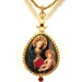 Madonna & Child Pendant Necklace Renaissance Style Jeweled 1980s