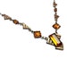 Art Deco Geometric Necklace Amber Unfoiled Glass on Brass 1920s