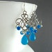Sale - Turquoise Chalcedony and Pearl Swirl Earrings