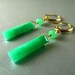 Chrysoprase Earrings, Green Gemstone, Green Baguette, Chrysoprase Wire Wrapped GF Earrings