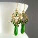 Green Gemstone Wire Wrapped Chandelier Earrings, Green Turquoise, Peridot ,Pyrite