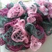 Pink and Gray Knit Ruffle Scarf