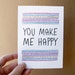 oops clearance sale . valentine card . you make me happy . quote card / mini print