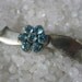 vintage hair barrette silver bow with blue rhinestones 1950s