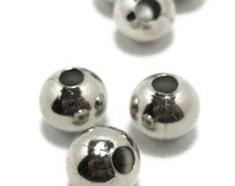 10 Large Hole Round Silver Beads Spacers. 12mm. Contact us for other quantities.