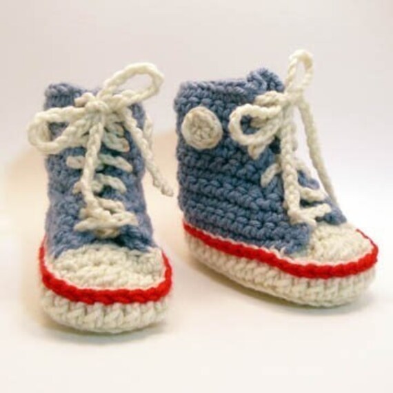 Azure High Tops Crochet Baby Booties 0-6 Months