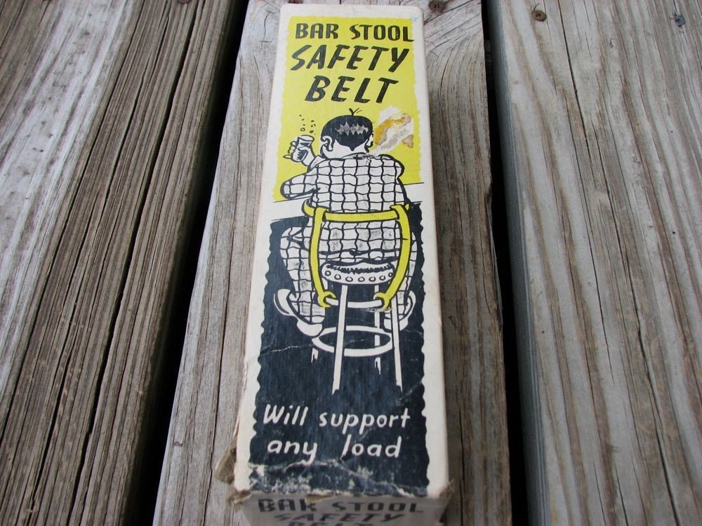 Vintage Gag Gift Novelty Bar Stool Safety Belt For The Drinker