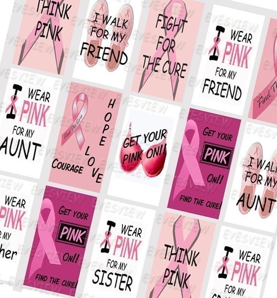 Items similar to Collage sheet, Breast Cancer awareness, 1x2 inch ...