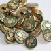 Vintage Enameled Teal Blue-Green and Gold Brass - Metal shank - Military or Royalty Crest Buttons Bonanza (25)