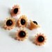 Unusual Celluloid and Bakelite Combination- Small - Bell Flower Buttons - Adorable Pink and Black (6) 12 mm