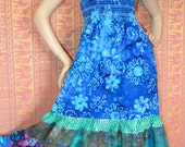 Items similar to Blue Batik Gypsy Hippie Patchwork Dress Sale on Etsy