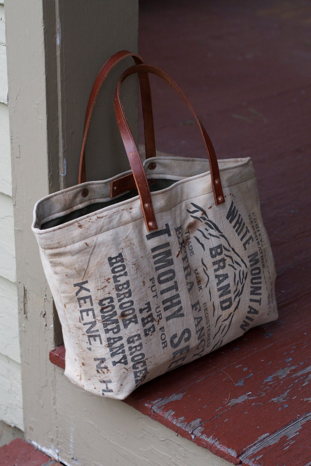 Small Tote vintage seed bag canvas
