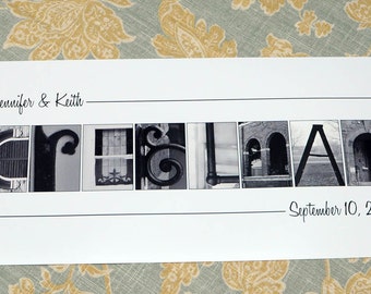 Alphabet Art , Couples Gift , Personalized Alphabet Photography Name Frame Wedding Gift 10x20 UNFRAMED - Alphabet Letter Photos