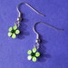 Dainty Green Flower Earrings with Rhinestones
